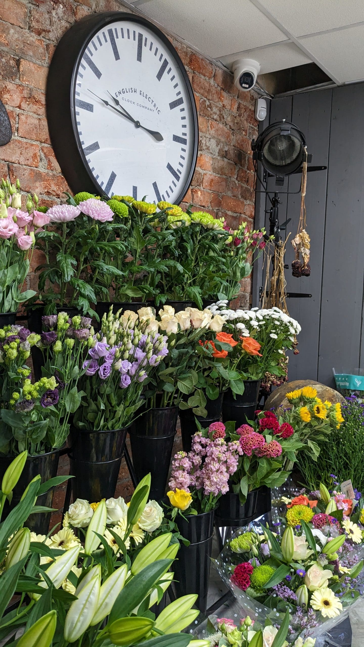Fully stocked flower shop in stocksbridge with buckets of colourful and vibrant flowers