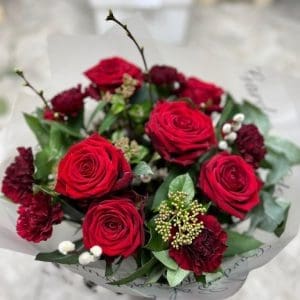 Half and Half Rose and Carnations Valentines Day Bouquet