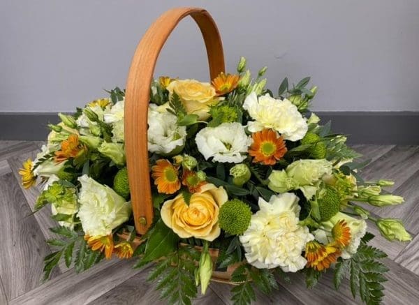 Orange Colours Mothers Day Basket Bouquet