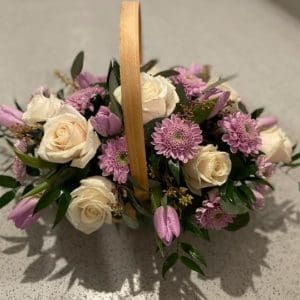 Pink Colours Mothers Day Basket Bouquet