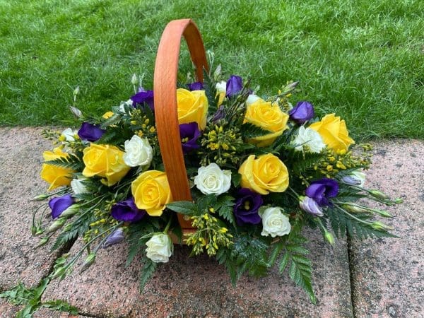 Yellow Colours Mothers Day Basket Bouquet